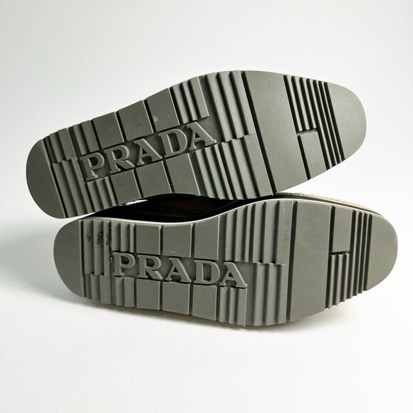 PRADA Pink Red Heart Leather Platform Loafers 39 US 8.5 Flats Lace Up Oxfords - Picture 10 of 13